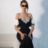 Heavy Industry Light Luxury socialite with a one neck off shoulder floral diamond fish tail skirt, birthday date bandage dress, toast evening dress