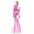 Cross border European and American new three-dimensional rose decorated long sleeved dress, elegant socialite dinner party bandage dress