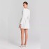 European and American Cross border 2024 New Women's Wear White French Square Neck Diamond Set Long Sleeve Bandage Dress with Summer Luxury