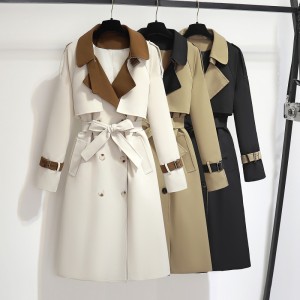 2024 autumn and winter new Korean style temperament British style medium long high-end design sense niche casual trench coat for women