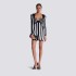 European and American cross-border new black striped low cut slim fit long sleeved waist bandage dress elegant party dress