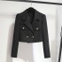 Black suit suit dress for women, early autumn 2024 new popular item, short autumn outfit paired with fashionable two-piece set