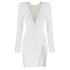 Shining design V-neck rhinestone slim slit dress, niche hip hugging slimming long sleeved bandage dress for women