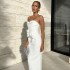 European and American white strapless flower elastic tight sexy party party socialite bandage long dress evening gown