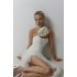 Cross border new women's clothing, high-end and socialite style, stunning white dress, women's European and American ostrich fur French style evening gown