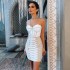 New sexy slim fit strapless bag hip dress sleeveless diamond studded drawstring party dress slim fit temperament bandage dress