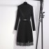 Knitted dress for women's autumn and winter 2024 new style, with a slimming waist and a high-end feel, as well as a base sweater skirt