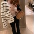 Triumphal Arch diamond studded striped fur coat for women in winter, niche design, versatile, slimming, socialite temperament, knitted cardigan