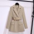 Khaki suit style dress for autumn 2024, new high-end style, waist cinching and slimming short skirt