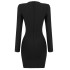 Shining design V-neck rhinestone slim slit dress, niche hip hugging slimming long sleeved bandage dress for women