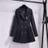 College style suit dress 2024 Spring and Autumn collection waist cinched JK uniform Hepburn black dress, sexy pleated dress for ladies