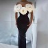 Retro, niche, high-end, strapless, three-dimensional flower slimming dress, socialite temperament, dinner party, social dress