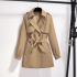 Small windbreaker women 2024 Spring and Autumn high-end sense khaki British style medium long coat jacket