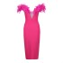 European and American light luxury high-end feather bandage dress sexy birthday dress Party Birthday Dress