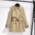 Grid splicing double breasted trench coat for women, small, medium and long, 2024 new autumn edition