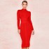 Cross border European and American style evening dress with a light luxury and high-end feel. Stand up collar, long sleeves, all year old, new sexy female celebrity dress