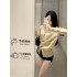 Color blocking V-neck three bar sweater cardigan for women in early autumn 2024, new Korean style outfit, lazy style knitted jacket