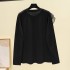 Korean style chic ruffled black long sleeved T-shirt for women's autumn and winter Hong Kong style retro design, niche high-end top