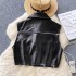 Leather jacket for women 2024 winter new Hong Kong style chic fashionable casual willow nail zipper short sleeveless vest trend