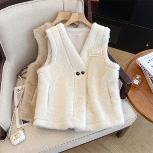 Real time shooting of plus size women's clothing autumn and winter fashion European mink fur simple and versatile coat fur high-end western-style integrated fur vest