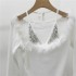 Heavy Industry Diamond Hanging Neck One Shoulder Feather Long Sleeve Knitted Shirt for Women, Pure Desire, Spicy Girl, High End, Tailored Hairy Top