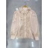 Palace style design lantern long sleeved lace lace patchwork stand up collar single breasted shirt women's casual top