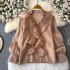 Light luxury and high-end women's 2025 spring new style French niche elegant temperament sweet ruffled chiffon shirt