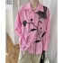 Mid to long length fashion heavy industry Xin Zhilei's floral embroidery tassel long sleeved shirt with a loose and trendy design