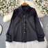 French style small fragrant style lapel shirt for women's clothing in the spring of 2024, with a strong sense of design, heavy industry nail beads, and a western-style age reducing cardigan top