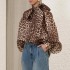 Personalized street leopard print lace up big butterfly exaggerated lantern long sleeved irregular pullover shirt early autumn trendy new style