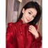 Internet celebrity's small fragrance style pearl nail bead bow slim fit and slimming socialite chiffon shirt top