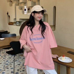 Summer 2021 new Korean retro mid to long style BF style loose fit plus size internet famous ins short sleeved T-shirt top for women's fashion