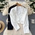 High end socialite, western-style pearl bow short jacket, women's versatile look, slim and short suit top