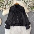 Sweet and versatile lace shirt for women in autumn 2024, chic and loose fit, slimming bow long sleeved top