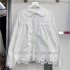 French style new Korean fashion versatile lace patchwork long sleeved shirt with women's design sense niche top