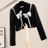 Fashionable Heavy Industry Water Diamond Decoration Fashionable Design Bow Inlaid Diamond Long Sleeve Suit Coat Design Sense High end Top