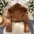 American retro deerskin velvet jacket for women's winter new design sense, short lapel casual small top