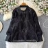 High end, light luxury temperament, collar slimming top design, niche single breasted hook flower hollow lace shirt for women