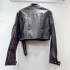 Cool and stylish leather jacket for women in autumn, spicy girls with polished edges, irregular pockets, PU leather jacket, short jacket