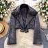 American retro deerskin velvet jacket for women's winter new design sense, short lapel casual small top