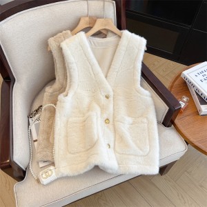 Real time shooting of plus size women's clothing new fashionable outerwear vest, high-end small fragrance style, thick and warm mink fur vest jacket