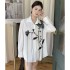 Mid to long length fashion heavy industry Xin Zhilei's floral embroidery tassel long sleeved shirt with a loose and trendy design