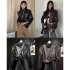 Cool and stylish leather jacket for women in autumn, spicy girls with polished edges, irregular pockets, PU leather jacket, short jacket