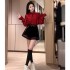 Internet celebrity's small fragrance style pearl nail bead bow slim fit and slimming socialite chiffon shirt top