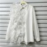 Oudai three-dimensional mesh, floral ruffle edges, irregular splicing, long sleeved shirt design sense, solid color, loose shirt trend