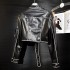 Cool and stylish leather jacket for women in autumn, spicy girls with polished edges, irregular pockets, PU leather jacket, short jacket