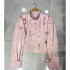 2024 Autumn New Fashion Style Retro Small Sexy Heavy Industry Nail Diamond Bow Palace Style Shirt Women's Top