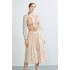 Real shot spot Australian design exquisite diamond buckle splicing ruffle edge embroidery heavy printing dress with belt