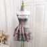 Real shot spot 3-color vacation style European and American INS internet celebrity niche dress with layered printed embroidery sleeveless short skirt for women