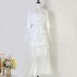 Real shot spot European and American designer V-neck high-end lantern sleeve ruffle edge dress silk light gentle style long skirt